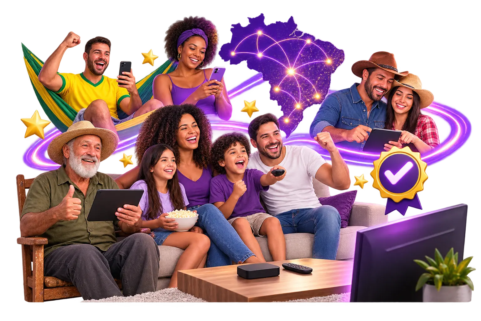 Clientes satisfeitos em todo o Brasil com os planos e a recarga TV Express